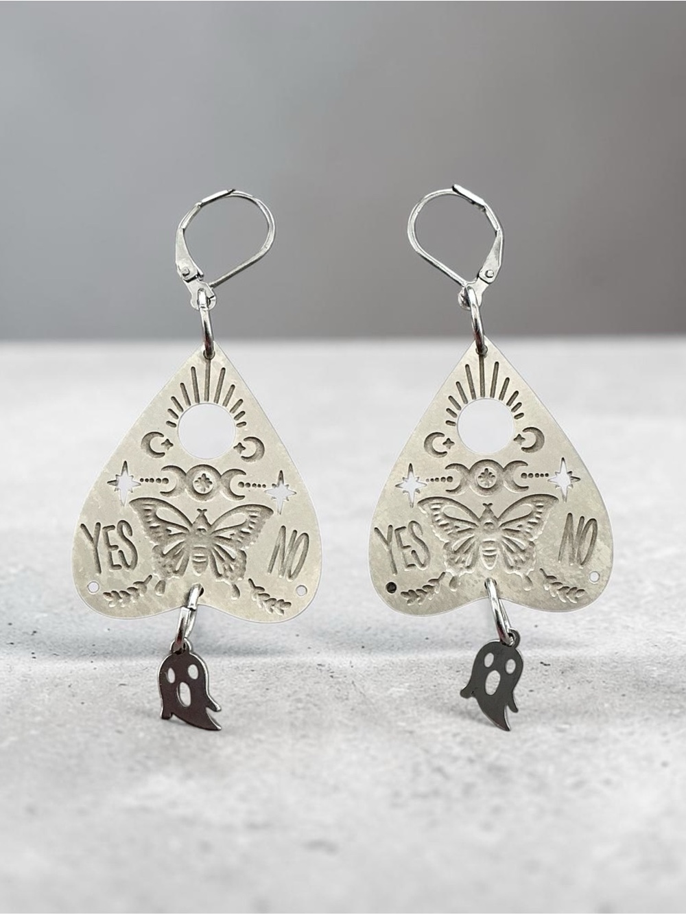 🆕 Ouija Planchette with Ghosts Dangle Earrings